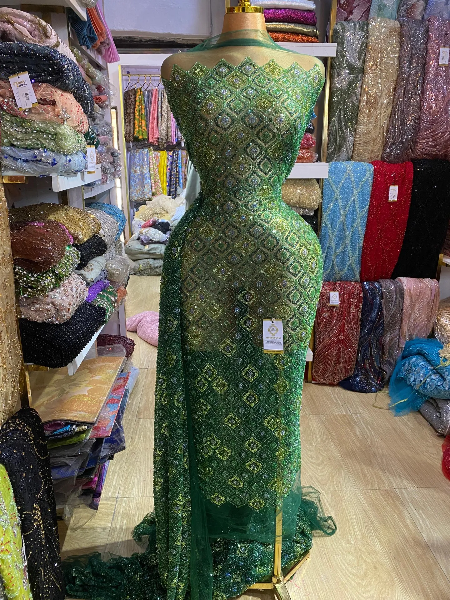 Bright beaded Fabric